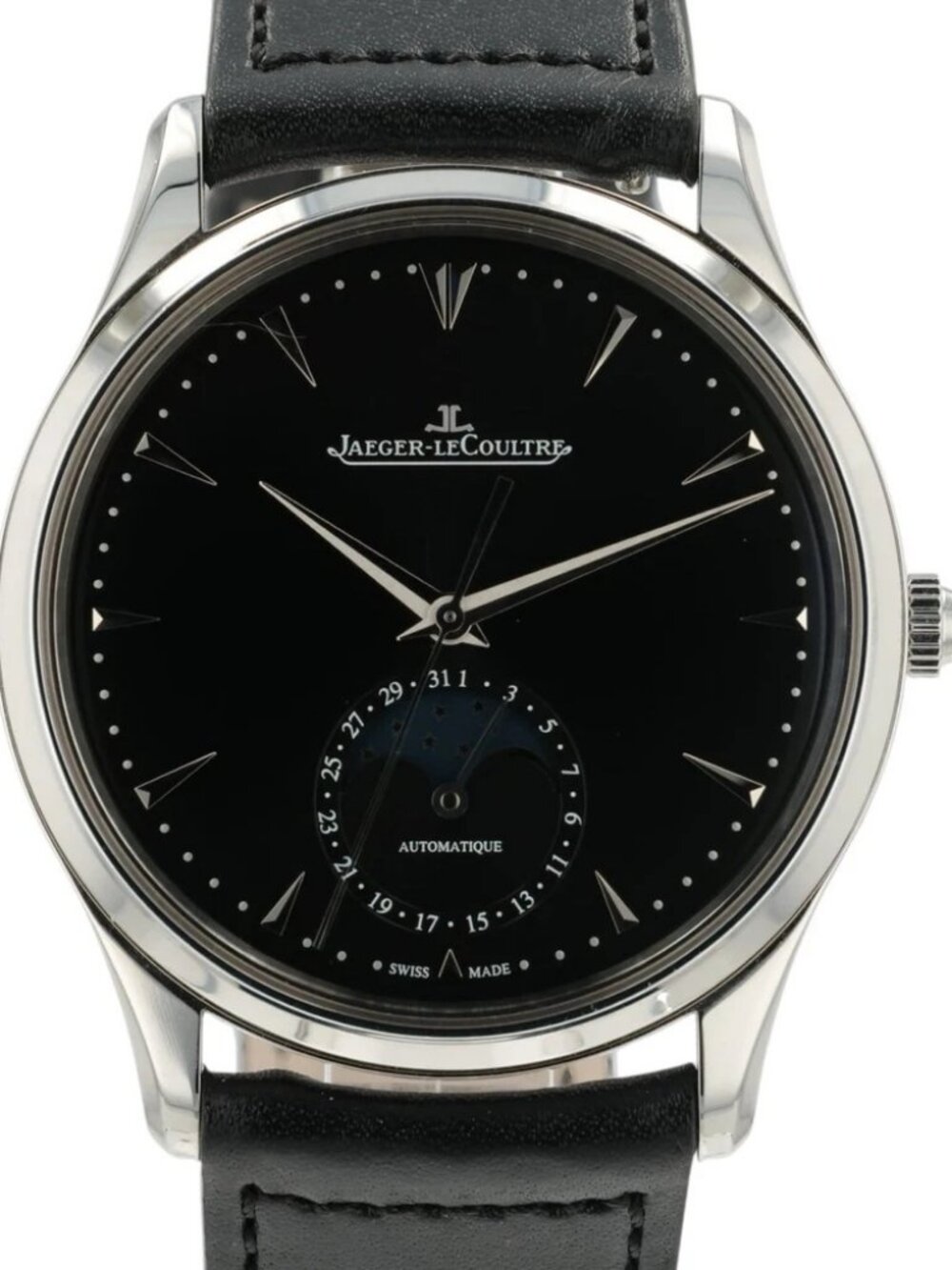 LeCoultre Ultra Thin Moon Black Dial Stainless Steel 39mm Auto Watch